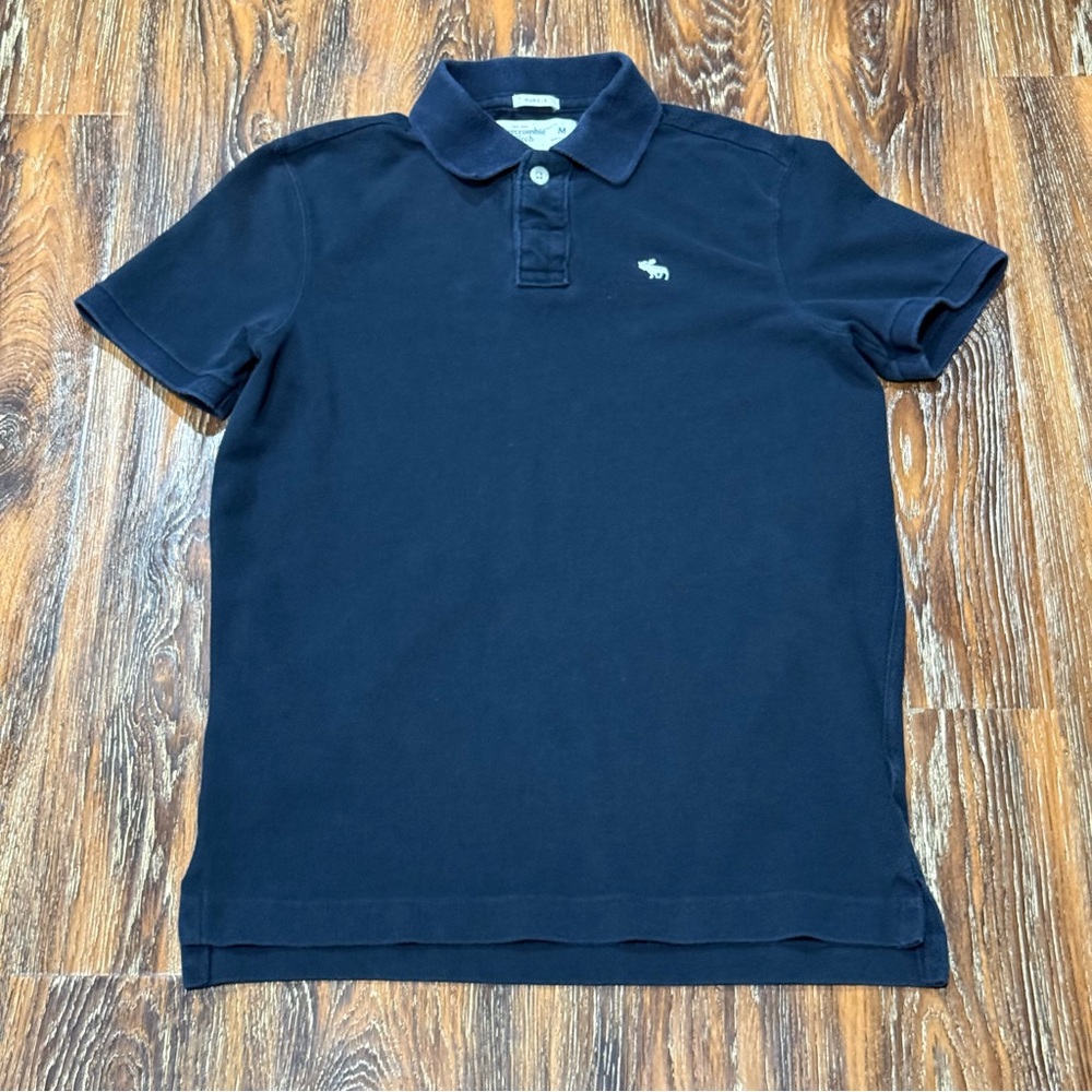 Abercrombie‎ & Fitch Muscle Men's M Navy Blue Short-Sleeve Polo Logo Vintage